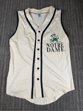 Logo 7 Notre Dame Medium Sleeveless Baseball Jersey White